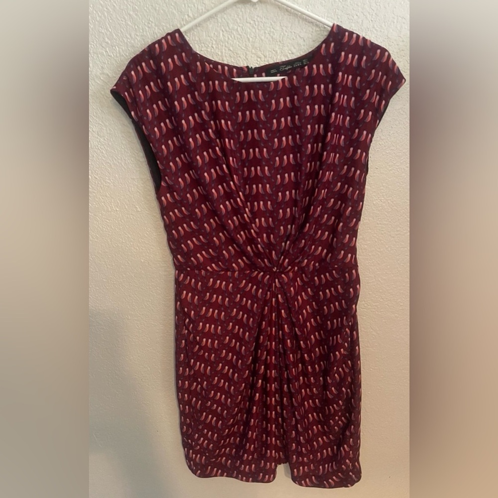 NWOT ZARA Draped Bird Print Dress size Large